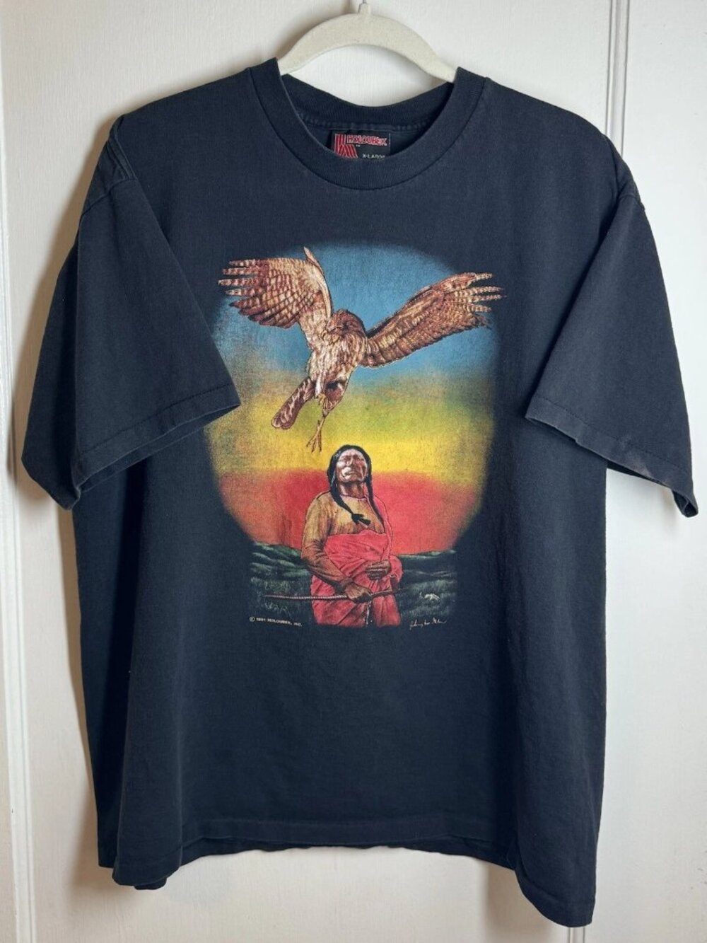 1991 Holoubek Hawk Sunset Graphic Tee XL